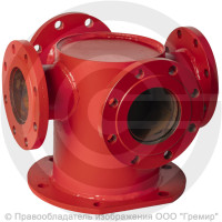 Крест с пожарной подставкой фланцевый ППКФ стальной Ду 100-50 Ру-10 КЗСД Крест с пожарной подставкой фланцевый ППКФ стальной Ду 100-50 Ру-10 КЗСД