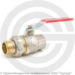 Кран латунный Ду-20 (3/4") Ру-30 ВР-"Американка" никель полнопроходной рычаг Aquasfera Euro 1006