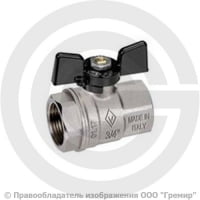 Кран латунный Ду-20 (3/4") Ру-30 ВР (ВН) никель бабочка Bugatti серия 912 Кран латунный Ду-20 (3/4") Ру-30 ВР (ВН) никель бабочка Bugatti серия 912