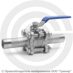 Кран нержавеющий AISI 316 (CF8M) трехсоставной под приварку Ду-20 (3/4") Ру-64 NK-BE20/6