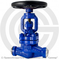 Клапан запорный стальной под приварку Ду-32 Ру-40 (Т<400°С) сальниковый KV17 Гранвент