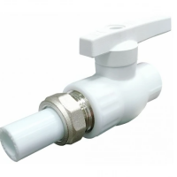 Кран PP-R с односторонним разъемным соединением Дн 20 полнопроходной белый VALFEX