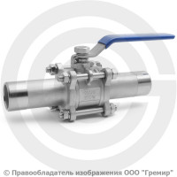 Кран нержавеющий AISI 316 (CF8M) трехсоставной под приварку Ду-25 (1") Ру-64 NK-BE25/6