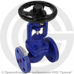 Клапан запорный чугунный фланцевый Ду-100 Ру-16 (Т<300°С) сильфонный Benarmo