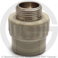 Муфта PP-R комбинированная серая НР (НАР) Дн 32-1" VALFEX Муфта PP-R комбинированная серая НР (НАР) Дн 32-1" VALFEX