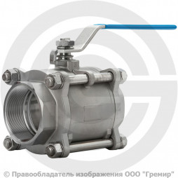 Кран нержавеющий AISI 316 (CF8M) Ду-40 (1 1/2") Ру-63 ВР (ВН) муфтовый полнопроходной АДЛ BV17