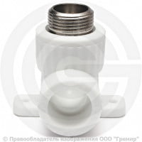 Угольник PP-R комбинированный белый НР (НАР) Дн 25-1/2" с креплением PRO VALFEX Угольник PP-R комбинированный белый НР (НАР) Дн 25-1/2" с креплением PRO VALFEX