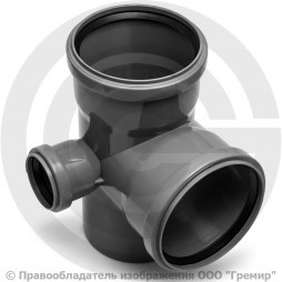 Крестовина PP-H двухплоскостная серая Дн 110-110-50 б/нап в/к VALFEX