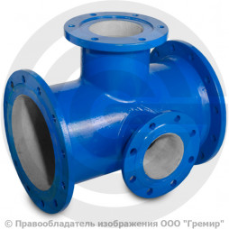Тройник с пожарной подставкой фланцевый ППТФ Ду 200-100 (L=500-225) ВЧШГ с ЦПП цинк+AL ГОСТ ISO 2531-2012