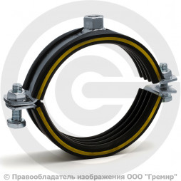 Хомут крепежный оцинкованный с резиновой прокладкой (Дн 133-137) М12 б/к Mupro SBC