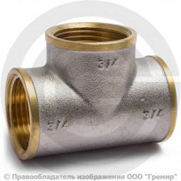 Тройник латунный ВР (ВН) Ду 8 (1/4") никель Aquasfera