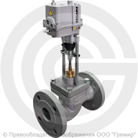 Клапан регулирующий двухходовой чугунный фланцевый Ду-32 Ру-16 Kvy=16 м3/ч с электроприводом Regada ST mini 220В без датчика 25ч945нж Энерготехномаш