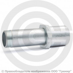 Сгон в сборе стальной оцинкованный L=130мм Ду-32 (1 1/4") в комплекте с чугунной муфтой и контргайкой КАЗ