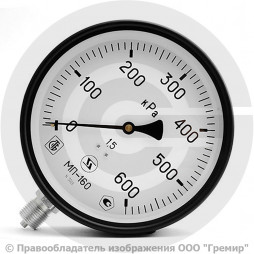 Манометр радиальный диаметр 160мм 0-6 кгс/см2 (0-0,6 МПа) М20х1,5 МП-160 Завод теплотехнических приборов
