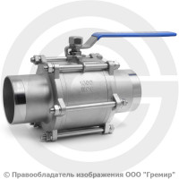 Кран нержавеющий AISI 316 (CF8M) трехсоставной под приварку Ду-150 (6") Ру-16 NK-BE150/6