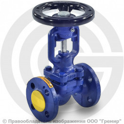 Клапан запорный чугунный фланцевый Ду-125 Ру-16 (Т<300°С) сильфонный 234A Zetkama