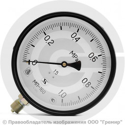 Манометр радиальный диаметр 160мм 0-10 кгс/см2 (0-1,0 МПа) М20х1,5 МП-160 Завод теплотехнических приборов