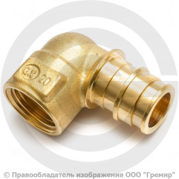 Угольник латунный для PE-X труб Дн 20-1/2" ВР (ВН) РОС