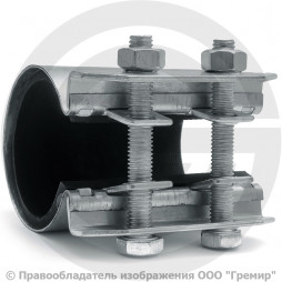 Хомут ремонтный односторонний оцинкованный Ду-100 (Дн 101-110) L=250мм Сансфера