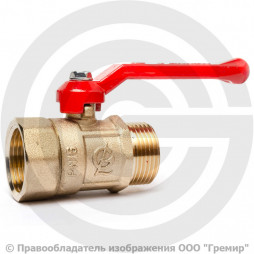 Кран латунный Ду-40 (1 1/2") Ру-16 ВР-НР (ВН-НАР) рычаг ГАЛЛОП ПРАКТИК 121