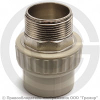 Муфта PP-R комбинированная под ключ серая НР (НАР) Дн 63-2" VALFEX Муфта PP-R комбинированная под ключ серая НР (НАР) Дн 63-2" VALFEX