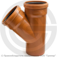 Тройник НПВХ (ПВХ) с раструбом коричневый Дн 110-110 45гр б/нап в/к Aquaviva Тройник НПВХ (ПВХ) с раструбом коричневый Дн 110-110 45гр б/нап в/к Aquaviva