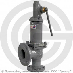 Клапан предохранительный пружинный угловой стальной фланцевый Ду-50 Рср=8бар Рн=8…16бар (Т<450°С) с ручным подрывом 17с6нж Арма-Пром