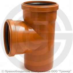 Тройник НПВХ (ПВХ) с раструбом коричневый Дн 110-110 87гр б/нап в/к Aquaviva