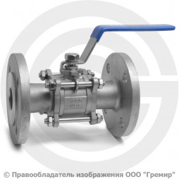 Кран нержавеющий AISI 304 (CF8) трехсоставной фланцевый Ду-40 (1 1/2") Ру-40 NK-BF40/4