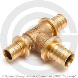 Тройник бронзовый переходной для PE-X труб Дн 20-20-16 RAUTITAN PLATINUM RX Rehau