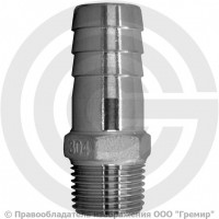 Штуцер под шланг "елочка" нержавеющий AISI 304 Ду 20-10мм (3/4"-10мм) Штуцер под шланг "елочка" нержавеющий AISI 304 Ду 20-10мм (3/4"-10мм)