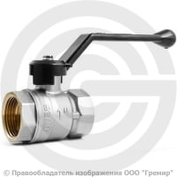 Кран латунный Ду-25 (1") Ру-40 ВР (ВН) муфтовый никель рычаг LD Pride 47.25.В-В.Р.