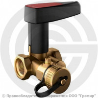 Клапан запорно-балансировочный ручной латунный муфтовый Ду-50 Ру-25 ВР (ВН) Kvs=44м3/ч со сливным краном BASIC Broen