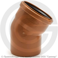 Отвод НПВХ (ПВХ) с раструбом коричневый Дн 110 30гр б/нап в/к Агригазполимер Отвод НПВХ (ПВХ) с раструбом коричневый Дн 110 30гр б/нап в/к Агригазполимер