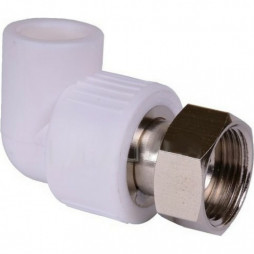 Угольник PP-R комбинированный белый с накидной гайкой Дн 20-3/4" RTP (РосТурПласт)