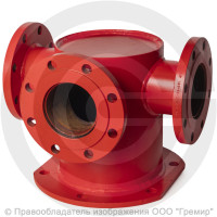Тройник с пожарной подставкой фланцевый ППТФ стальной Ду 125-50 Ру-16 КЗСД Тройник с пожарной подставкой фланцевый ППТФ стальной Ду 125-50 Ру-16 КЗСД
