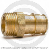 Муфта латунная для PE-X труб Дн 20-3/4" НР (НАР) РОС Муфта латунная для PE-X труб Дн 20-3/4" НР (НАР) РОС