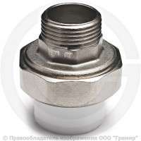 Муфта PP-R комбинированная разъемная белая НР (НАР) Дн 25-1/2" Pro Aqua Муфта PP-R комбинированная разъемная белая НР (НАР) Дн 25-1/2" Pro Aqua