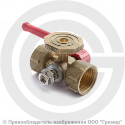 Кран трехходовой для манометра Ду-15 Ру-16 ВР (ВН) G1/2"-М20х1,5 с фланцем и ручкой ПЕНЗА 11Б18БК(Ф)1