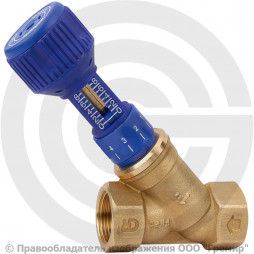 Клапан балансировочный ручной латунный муфтовый Ду-15 Ру-20 ВР (ВН) Kvs=3.91м3/ч без ниппелей CIM 727OT Cimberio