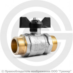 Кран латунный Ду-20 (3/4") Ру-40 НР (НАР) никель бабочка LD Pride 47.20.Н-Н.Б.