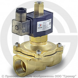 Клапан электромагнитный латунный Ду-32 (1 1/4") Ру-7 ВР (ВН) с катушкой 220В (Т<90°С) НО СК-21 Росма