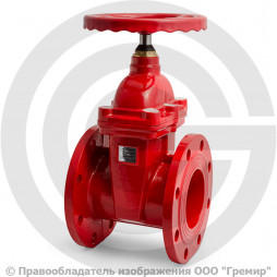 Задвижка чугунная фланцевая Ду-100 Ру-16 (Т<150°С) красная 30ч39р Китай
