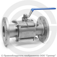 Кран нержавеющий AISI 316 (CF8M) трехсоставной фланцевый Ду-80 (3") Ру-25 NK-BF80/6