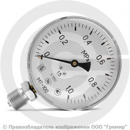 Манометр радиальный диаметр 100мм 0-10 кгс/см2 (0-1,0 МПа) М20х1,5 МТ-100 Багория
