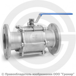Кран нержавеющий AISI 316 (CF8M) трехсоставной фланцевый Ду-125 (5") Ру-16 NK-BF125/6