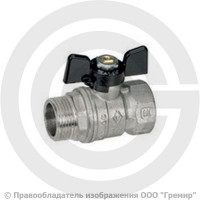 Кран латунный Ду-32 (1 1/4") Ру-20 ВР-НР (ВН-НАР) никель бабочка Bugatti серия 607 Кран латунный Ду-32 (1 1/4") Ру-20 ВР-НР (ВН-НАР) никель бабочка Bugatti серия 607