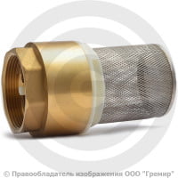 Клапан обратный осевой латунный приемный с сеткой Ду-100 (4") Ру-16 ВР (ВН) (Т<100°С) шток латунь Китай