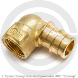 Угольник латунный для PE-X труб Дн 20-3/4" ВР (ВН) GX129 Giacomini