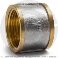 Муфта латунная ВР (ВН) Ду-25 (1") никель Aquasfera Муфта латунная ВР (ВН) Ду-25 (1") никель Aquasfera